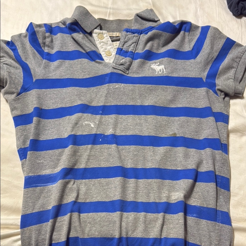 Kids Gray and Blue Striped Polo Shirt